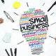Small business concept: light bulb made out of words